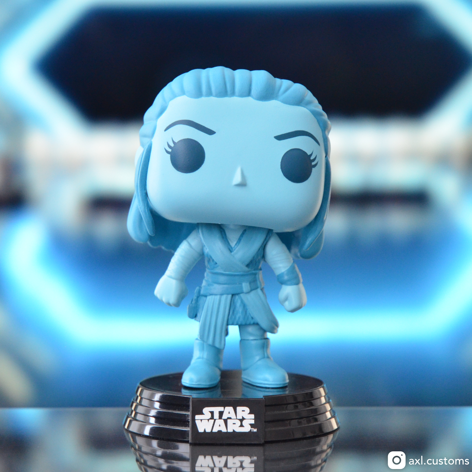Zoom Unmasked Poe Dameron Rise of the Resistance - Holographic Rey, Poe Dameron, First Order R5 Droid & Kylo Ren Custom Funko Pop