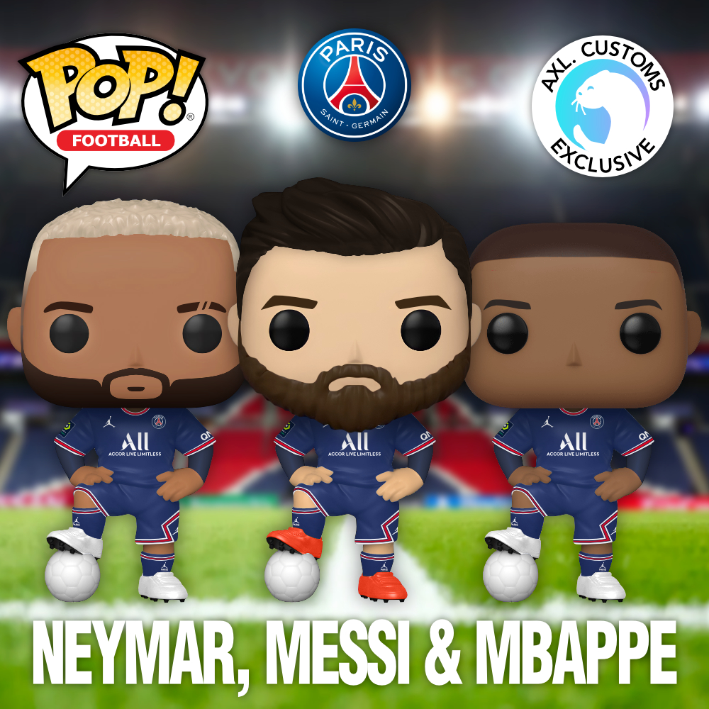 Custom Funko Pop Concept Paris Saint Germain - Neymar, Messi & Mbappé (Maillot Domicile)